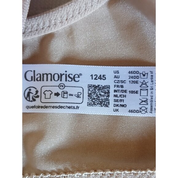 GLAMORISE Size 44DD #1245 Beige Wonderwire Front Closure Full Coverage Bra #2026 - Picture 10 of 10